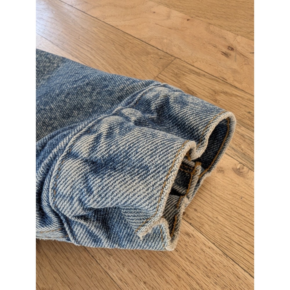 VTG 80s Levis Sherpa Lined Denim Trucker Jacket USA Made 70608 42R Streetwear - Picture 15 of 16